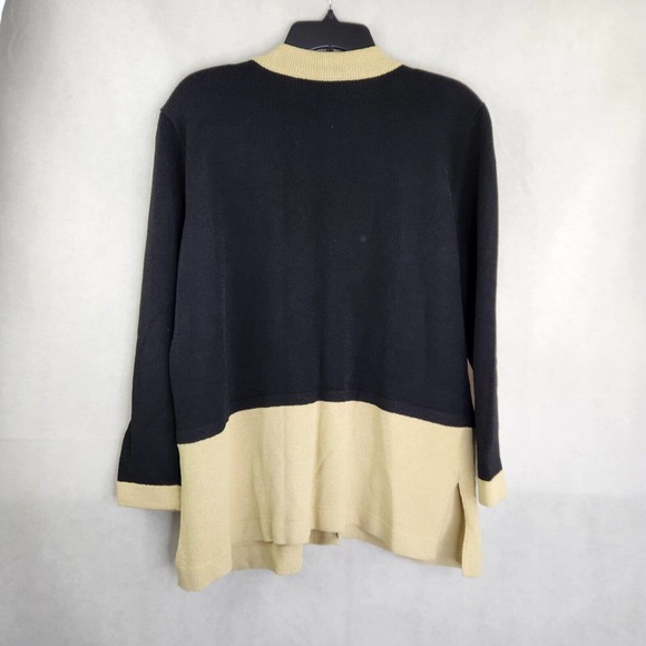 Vintage Helen HSU Cardigan Sweater Size L Black Tan Made in USA Button Front - Picture 7 of 10